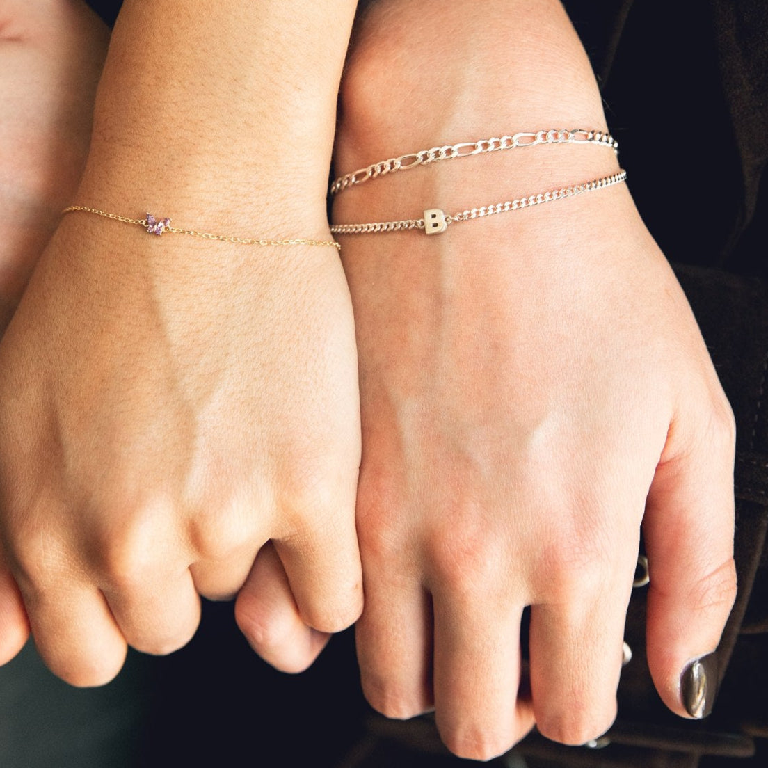 Sterling Silver Curb Love Letter Bracelet