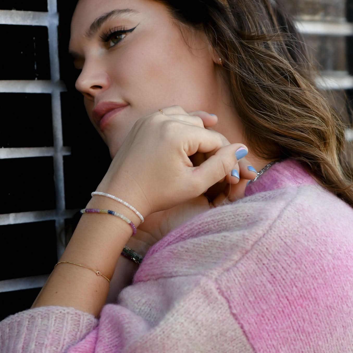 Pink Opal Gemstone Stretch Bracelet