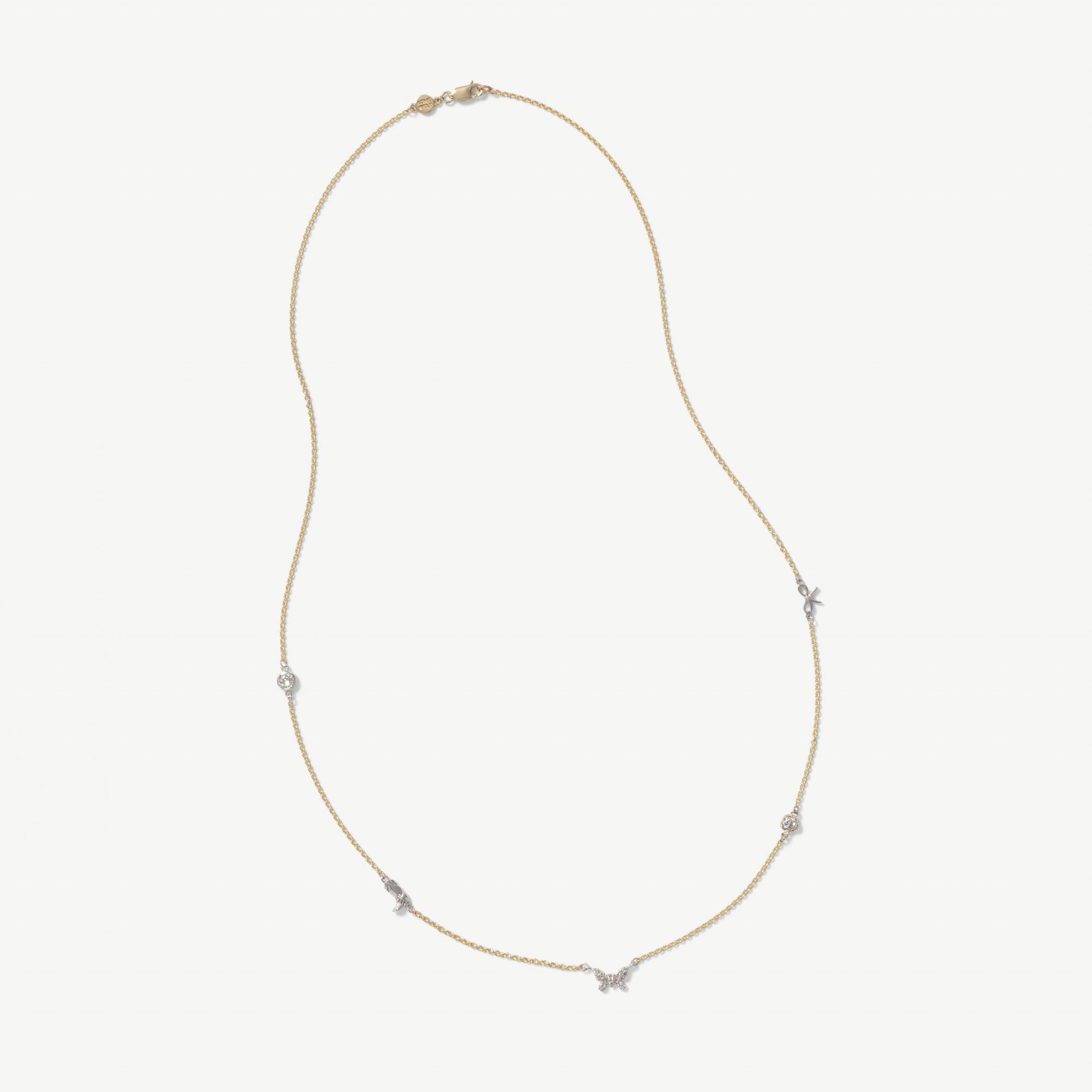 Pave Butterfly Mixed Metal Love Story Necklace