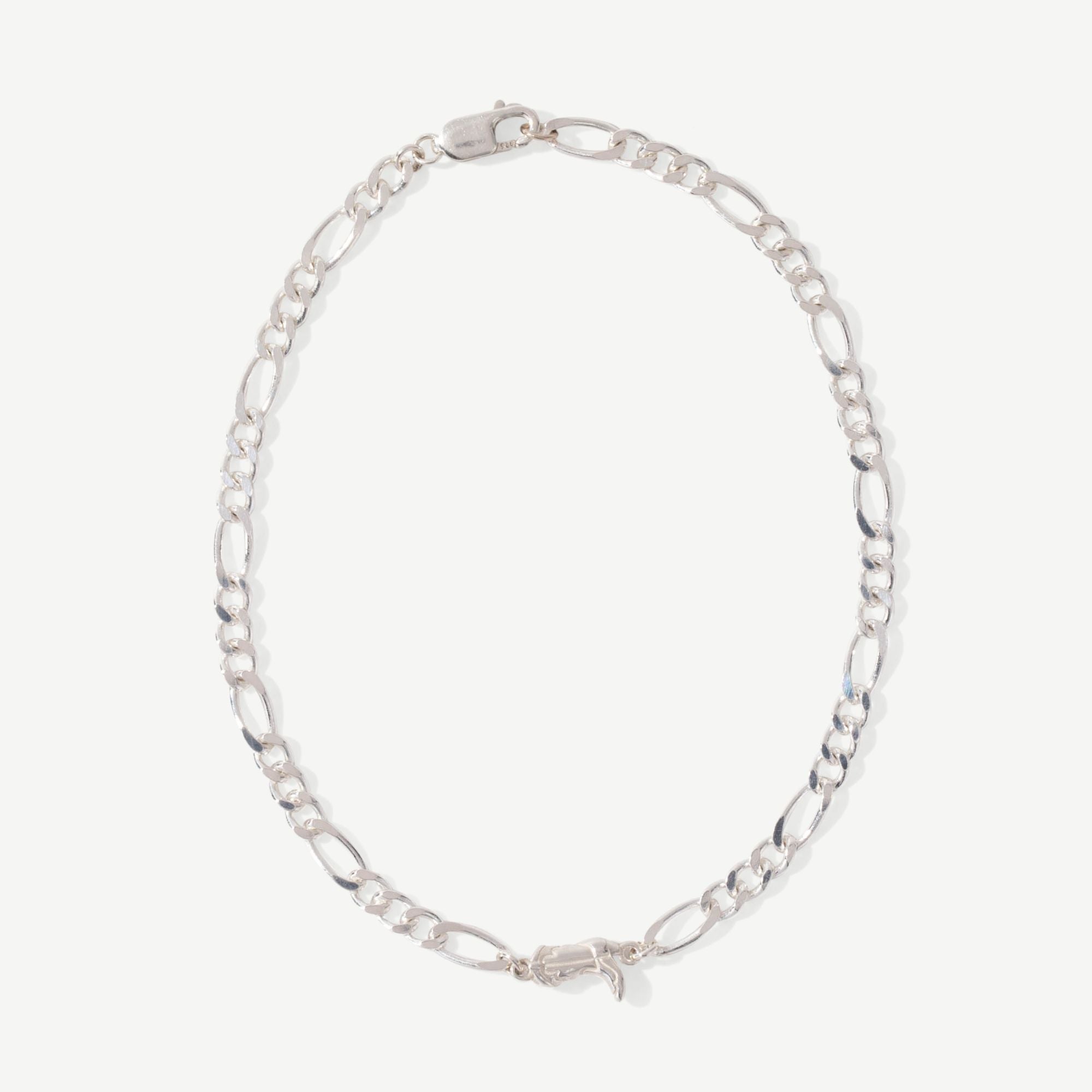 Sterling Silver Figaro Boot Bracelet