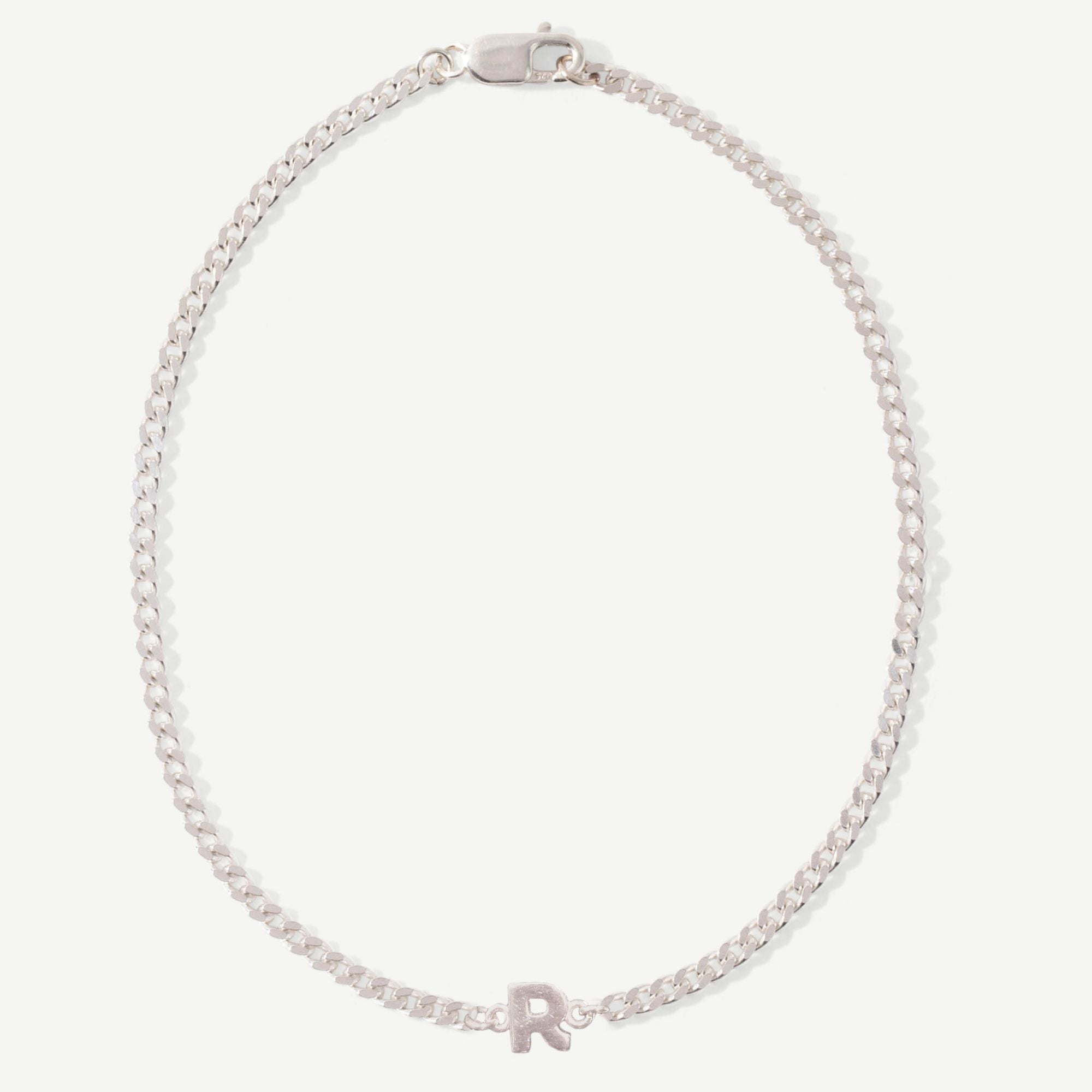 Sterling Silver Curb Love Letter Bracelet