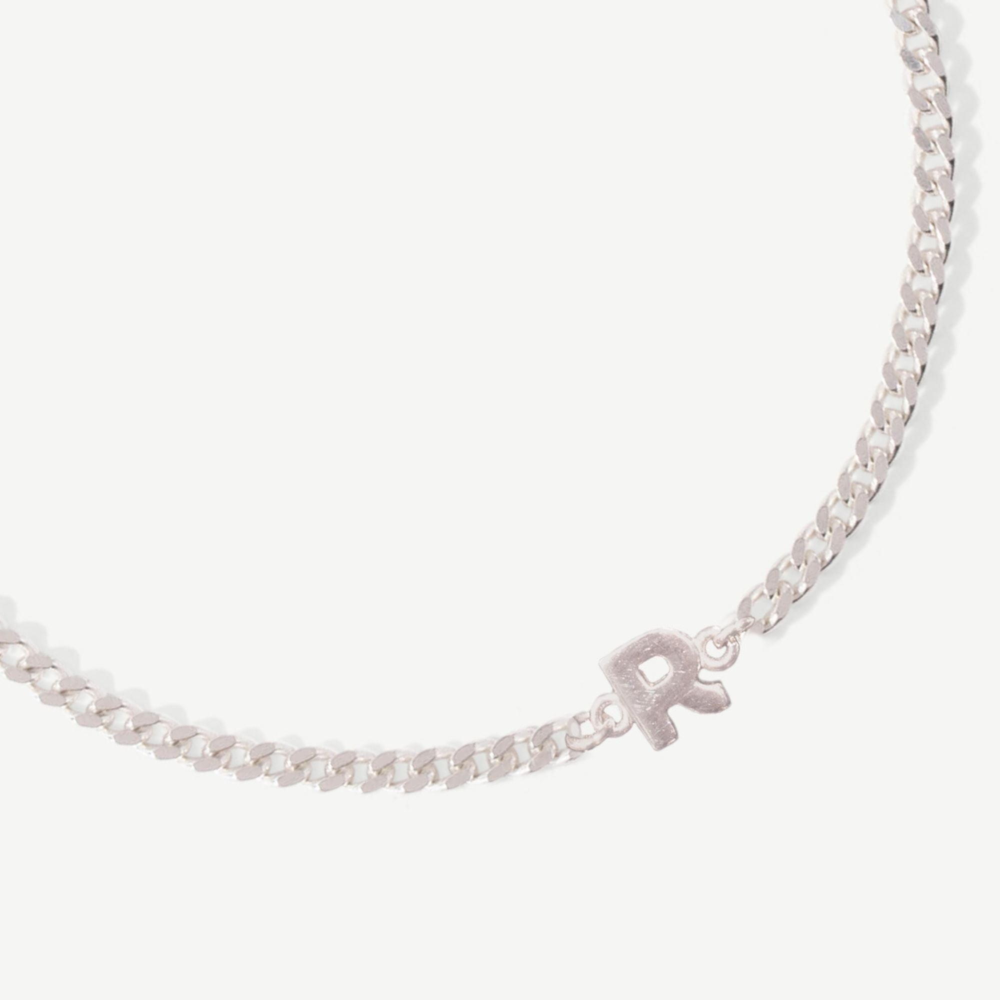 Sterling Silver Curb Love Letter Bracelet