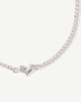Sterling Silver Curb Heart Bracelet