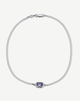 Sterling Bubble Gemstone Curb Anklet